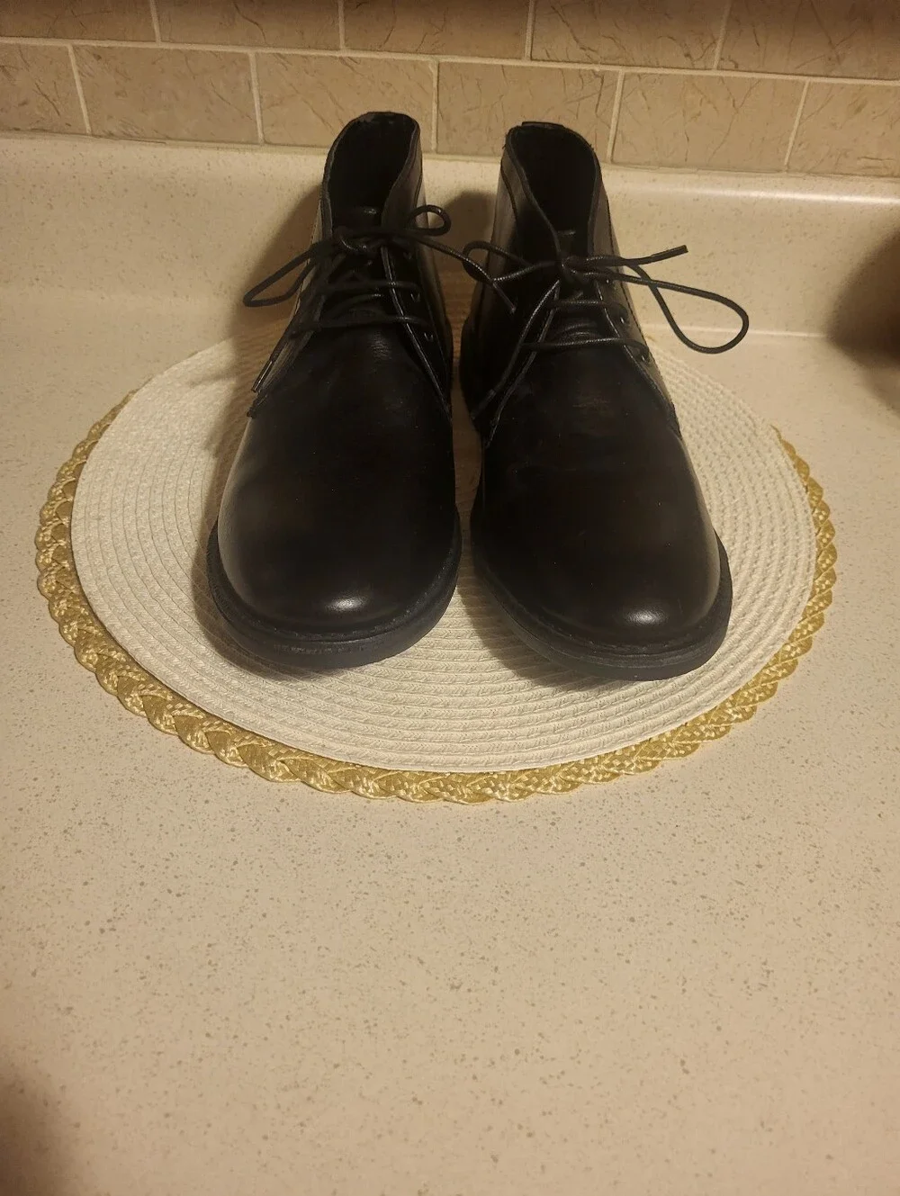 Men's Crown Vintage Black Leather Lace-Up Chukka Boots Sz.10